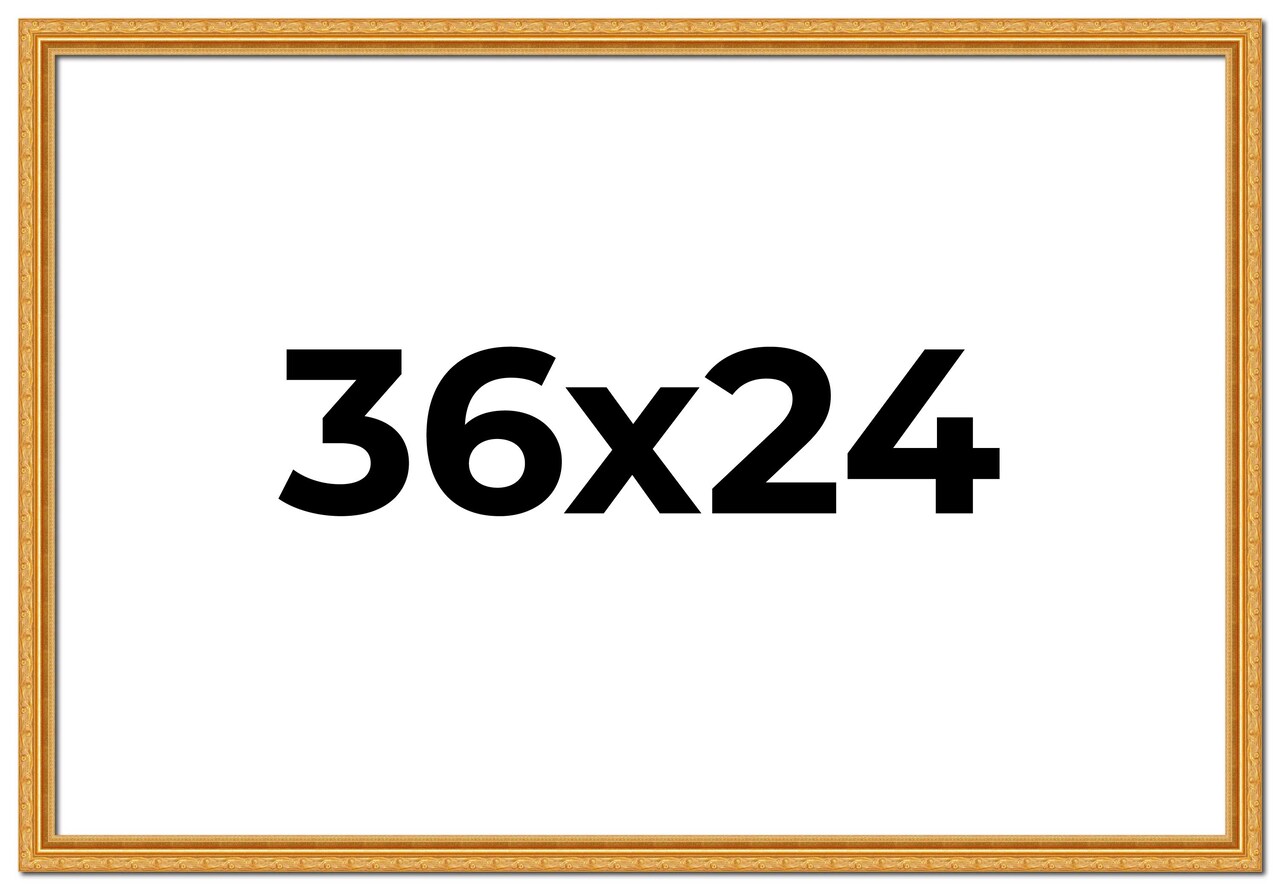 36x24 Solid Wood Antique Picture Frame with UV-Resistant Acrylic & Acid-Free Backing, Available in 4 Finishes: Bronze, Gold, Silver, and Gold with Black